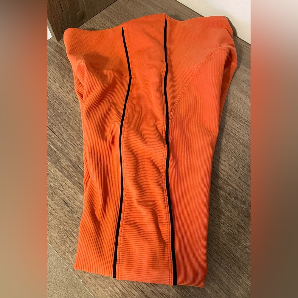 Zyia leggings, orange with navy piping, large (12)